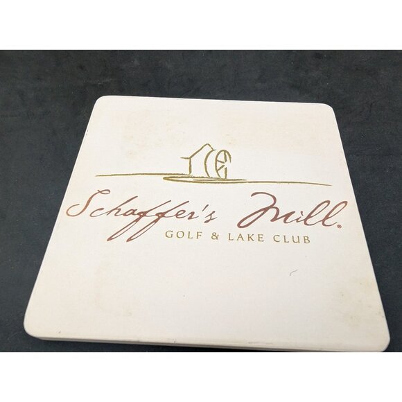set of 3 coasters Schaffer's Mill Golf & Lake Club ceramic cork square 4.25" - Picture 8 of 9